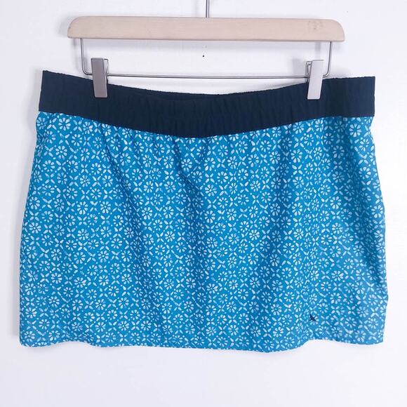 Eddie Bauer Athletic Short Batik Floral Skirt Womens Large Blue - Picture 1 of 6